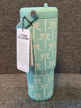 HydraPeak Croquette Travel Tumbler With Straw Artisan Collection Mint Limited
